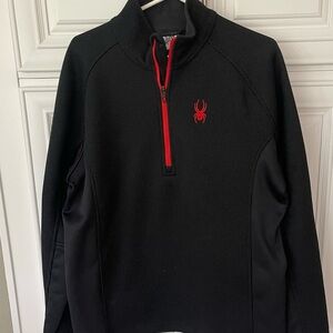 Spyder men’s Sweater 1/4 Zip Pullover Fleece Lined black size large